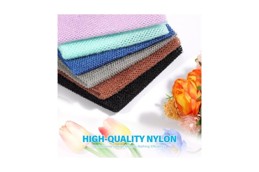 6 esponjas de baño africanas de red africana, esponja de baño de red larga, exfoliante, para ducha, cuerpo, espalda y piel más suave, ideal para uso diario (morado, gris, azul, negro, marrón, verde). - Image 4