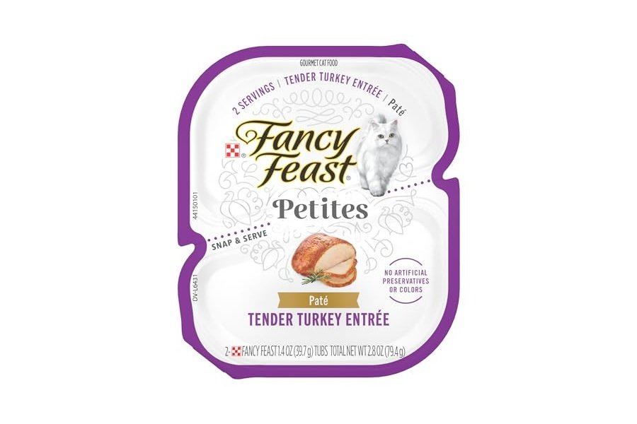 Alimento húmedo para gatos Purina Fancy Feast Gourmet Paté, Petites Tender Turkey Entree - (Paquete de 12) Envases de 75 g