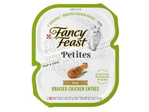 Comida húmeda para gatos Purina Fancy Feast Petites Gourmet, paté, plato principal de pollo braseado Petites - (paquete de 12) envases de 75 g