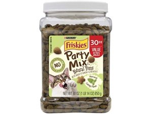 Purina Friskies, fabricado en EE. UU., premios naturales para gatos, mezcla para fiestas Natural Yums con sabor a hierba gatera - Envase de 900 g