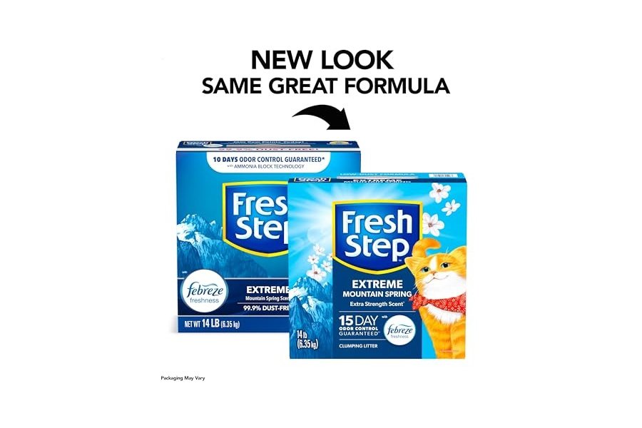 Arena aglomerante Fresh Step Extreme con frescura Febreze y aroma a primavera de montaña, con control de olores garantizado, caja de 6.3 kg - Image 2
