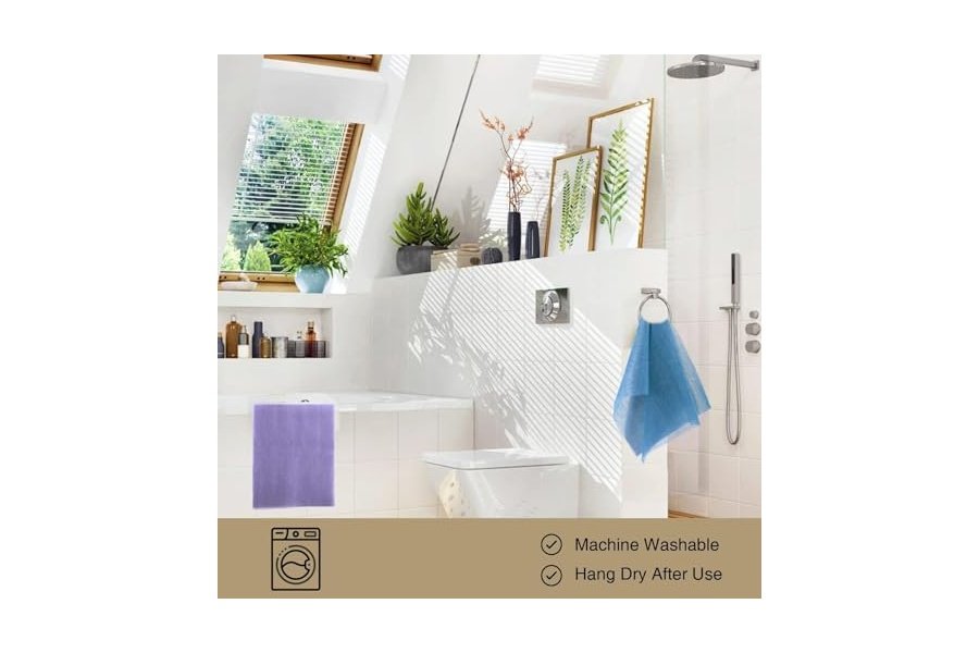 3 esponjas de baño africanas de malla larga, exfoliantes, para ducha, cuerpo y espalda, suavizantes, ideales para uso diario (morado, gris y azul). - Image 6