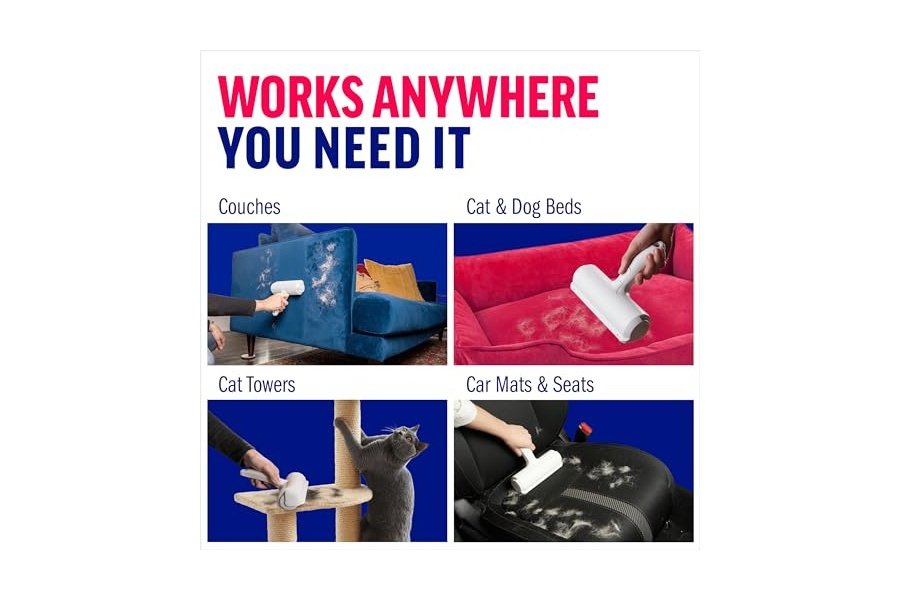 Rodillo quitapelusas reutilizable Chom Chom Roller para mascotas - Eliminador de pelos de gatos y perros ChomChom para muebles, sofás, alfombras, ropa y ropa de cama - Herramienta portátil para eliminar pelos en múltiples superficies - Image 6