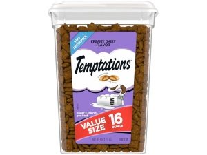 Temptations Classic Crunchy and Soft Cat Treats - Sabor cremoso a lácteos, envase de 473 g