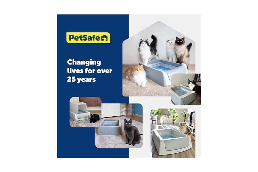 Arena para gatos de cristal premium PetSafe ScoopFree: superior a la arena de arcilla; reduce el polvo y las huellas, dejando un hogar fresco; no se aglomera; dos bolsas de arena de 2 kg (3 kg en total) - Azul original - Image 7