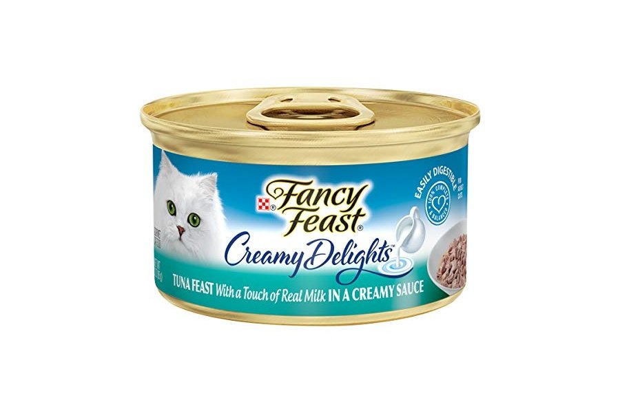 Comida húmeda para gatos Purina Fancy Feast, Delicias cremosas, Festín de atún en salsa cremosa - (Paquete de 24) Latas de 85 g