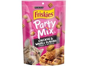 Premios para gatos Purina Friskies, hechos en EE. UU., mezcla para fiestas con sabores de pollo y waffle - (paquete de 6) bolsas de 177 g