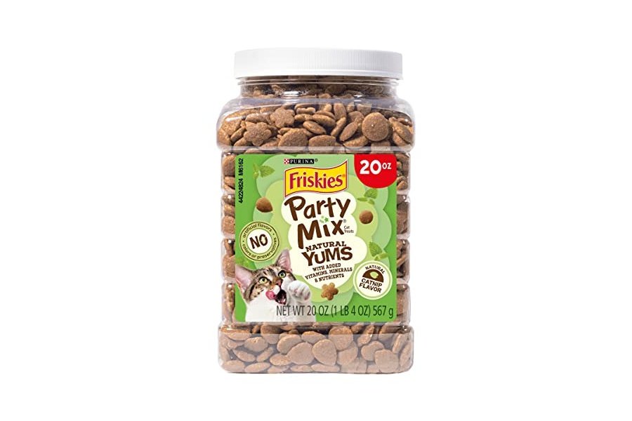 Purina Friskies, fabricado en EE. UU., premios naturales para gatos, mezcla para fiestas Natural Yums con sabor a hierba gatera - Envase de 590 g