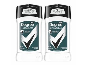 Desodorante antitranspirante Degree Men UltraClear negro y blanco, 2 unidades, 72 horas de protección contra el sudor y el mal olor para hombres con tecnología MotionSense, 2.7 oz