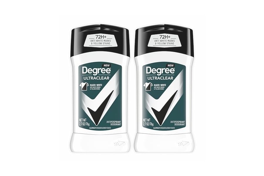 Desodorante antitranspirante Degree Men UltraClear negro y blanco, 2 unidades, 72 horas de protección contra el sudor y el mal olor para hombres con tecnología MotionSense, 2.7 oz